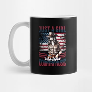 Just A Who Loves Country Music - Patriotic Cow Mug